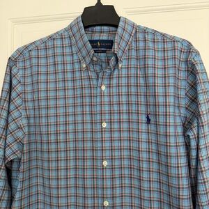 Polo by Ralph Lauren Blue white green Plaid Button Down Slim Fit Shirt
